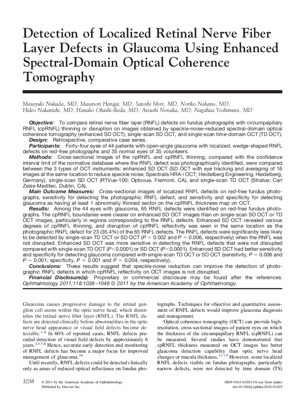 Detection of Localized Retinal Nerve Fiber Layer Defects in Glaucoma Using Enhanced Spectral-Domain Optical Coherence Tomography