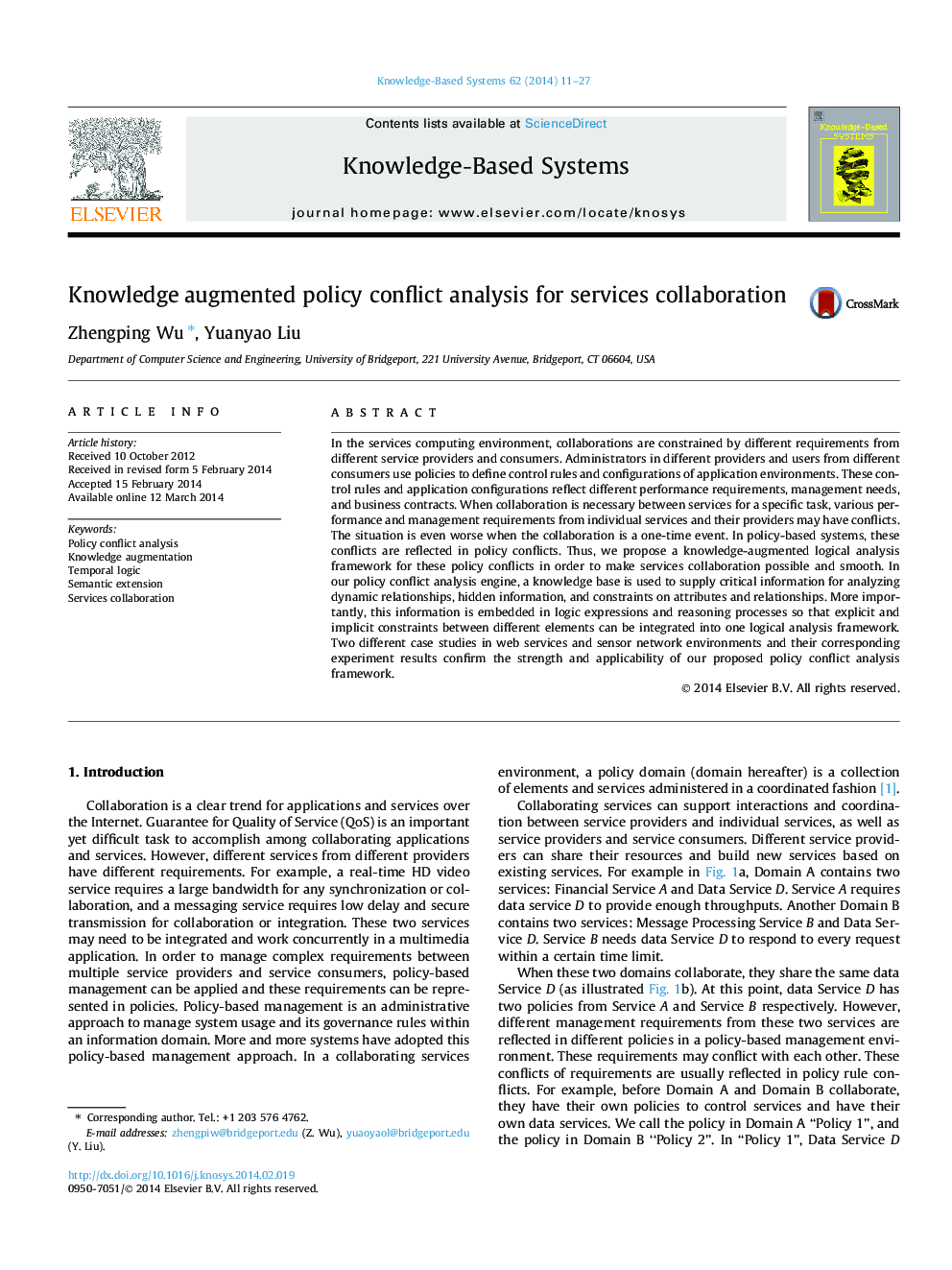 Knowledge augmented policy conflict analysis for services collaboration