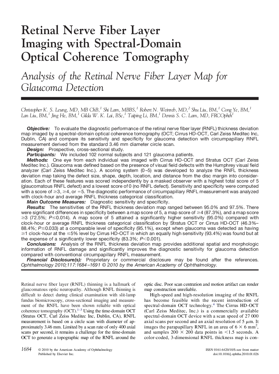عکس صفحه اول مقاله: Retinal Nerve Fiber Layer Imaging with Spectral-Domain Optical Coherence Tomography Retinal Nerve Fiber Layer Imaging with Spectral-Domain Optical Coherence Tomography