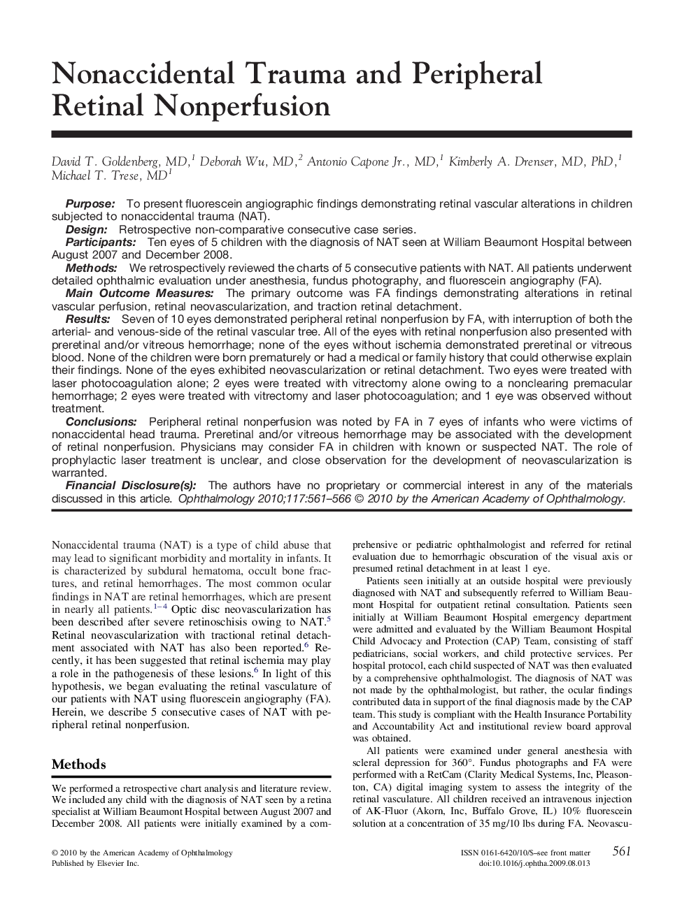 Nonaccidental Trauma and Peripheral Retinal Nonperfusion