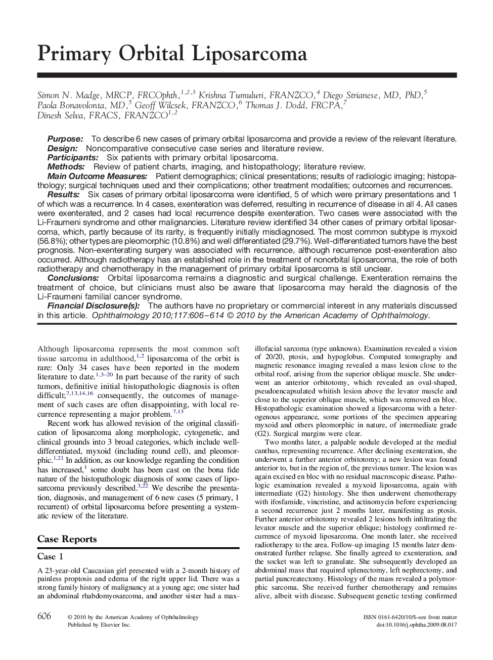 Primary Orbital Liposarcoma