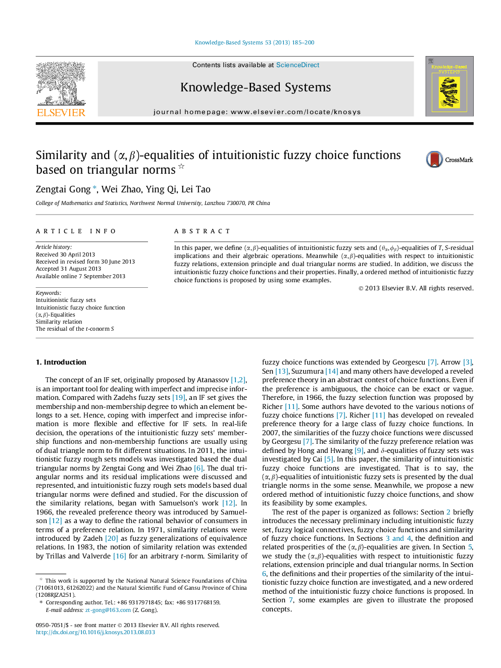 Similarity and (α, β)-equalities of intuitionistic fuzzy choice functions based on triangular norms 