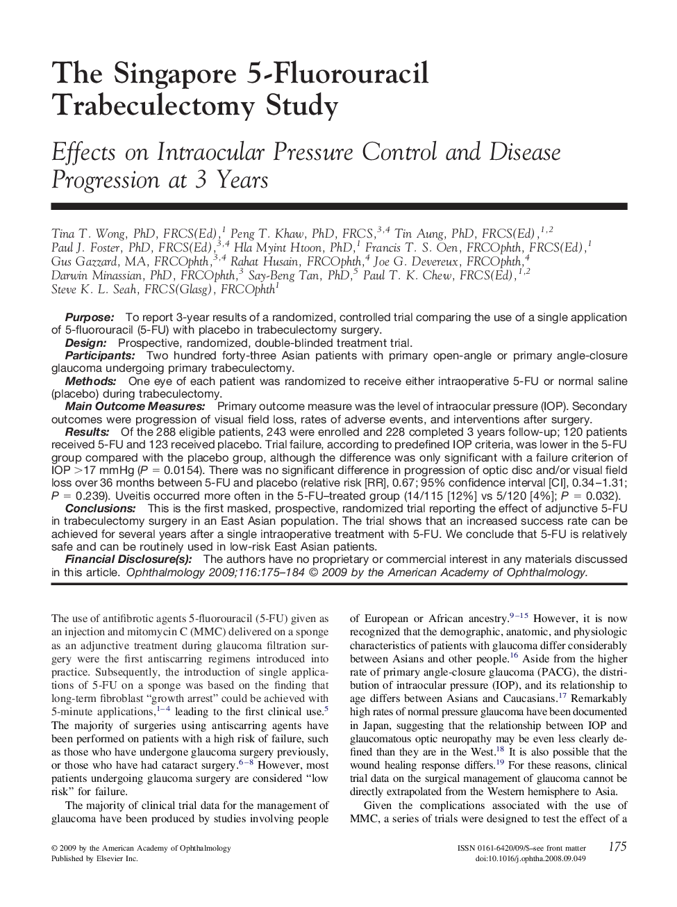 The Singapore 5-Fluorouracil Trabeculectomy Study
