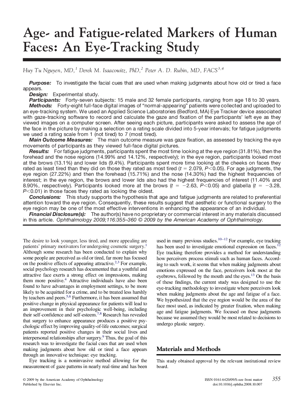عکس صفحه اول مقاله: Age- and Fatigue-related Markers of Human Faces: An Eye-Tracking Study Age- and Fatigue-related Markers of Human Faces: An Eye-Tracking Study