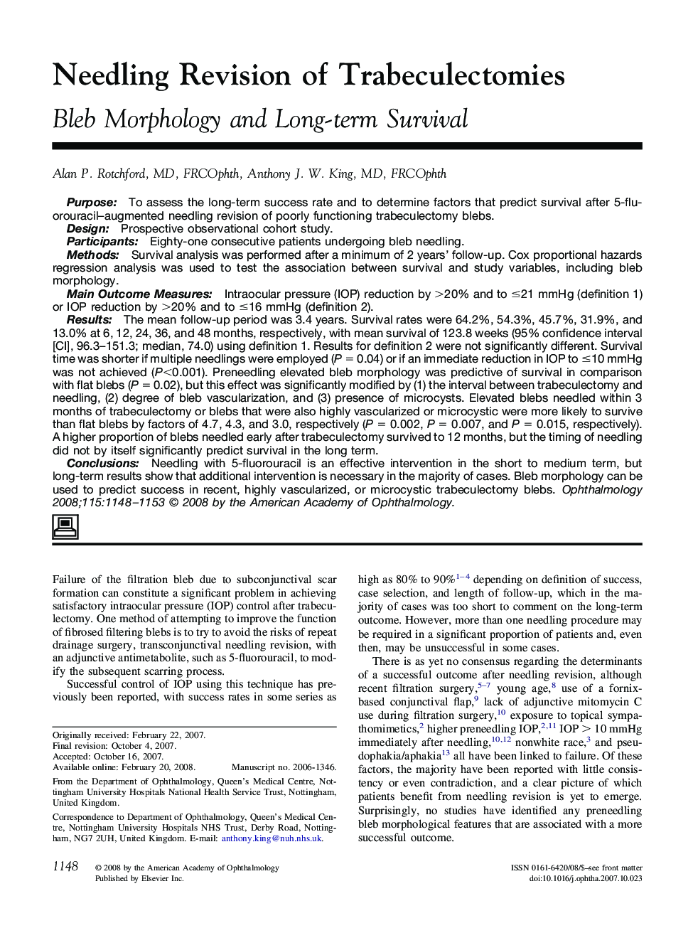 Needling Revision of Trabeculectomies