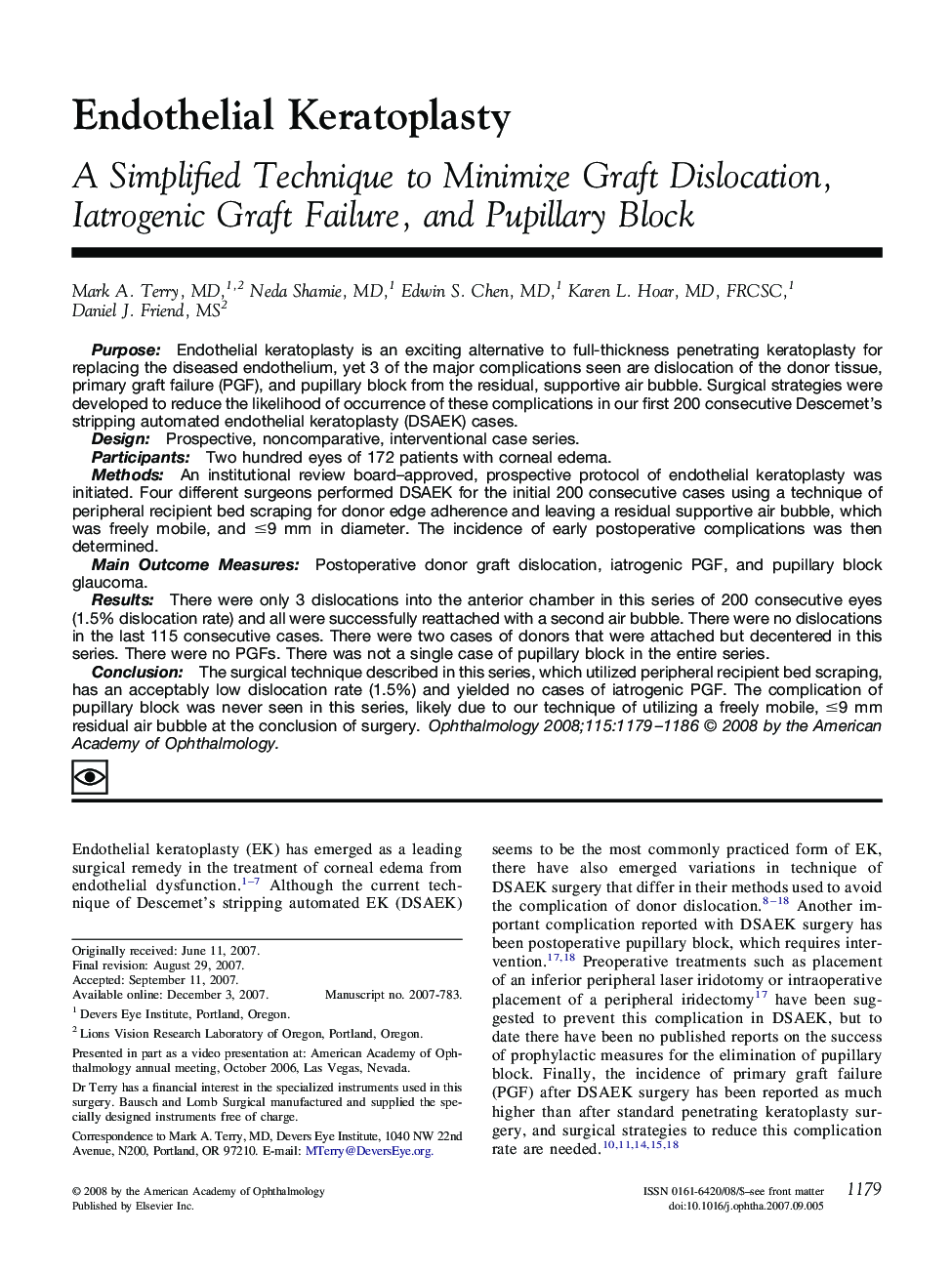 Endothelial Keratoplasty