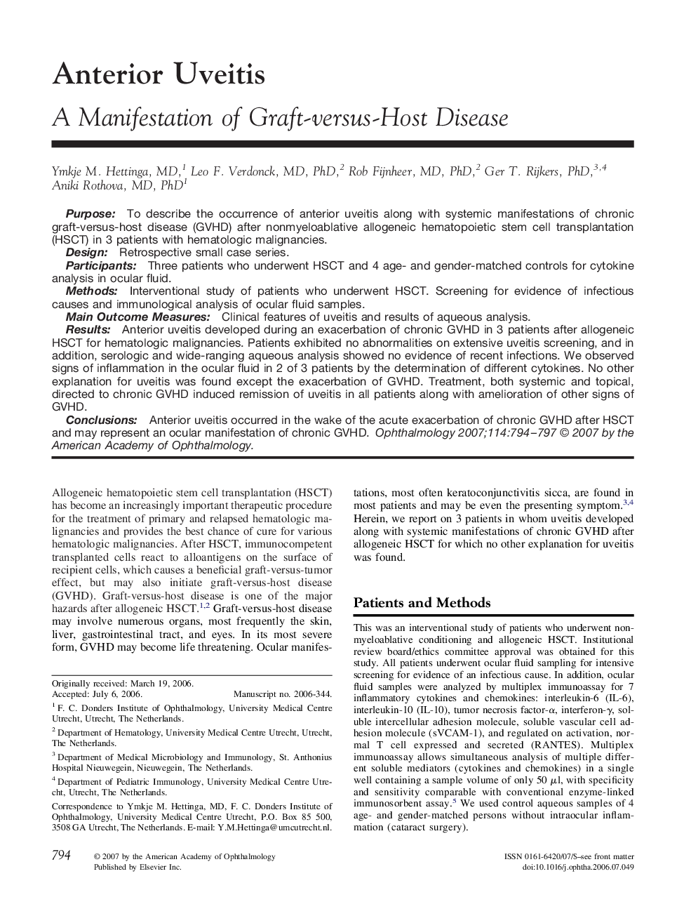Anterior Uveitis