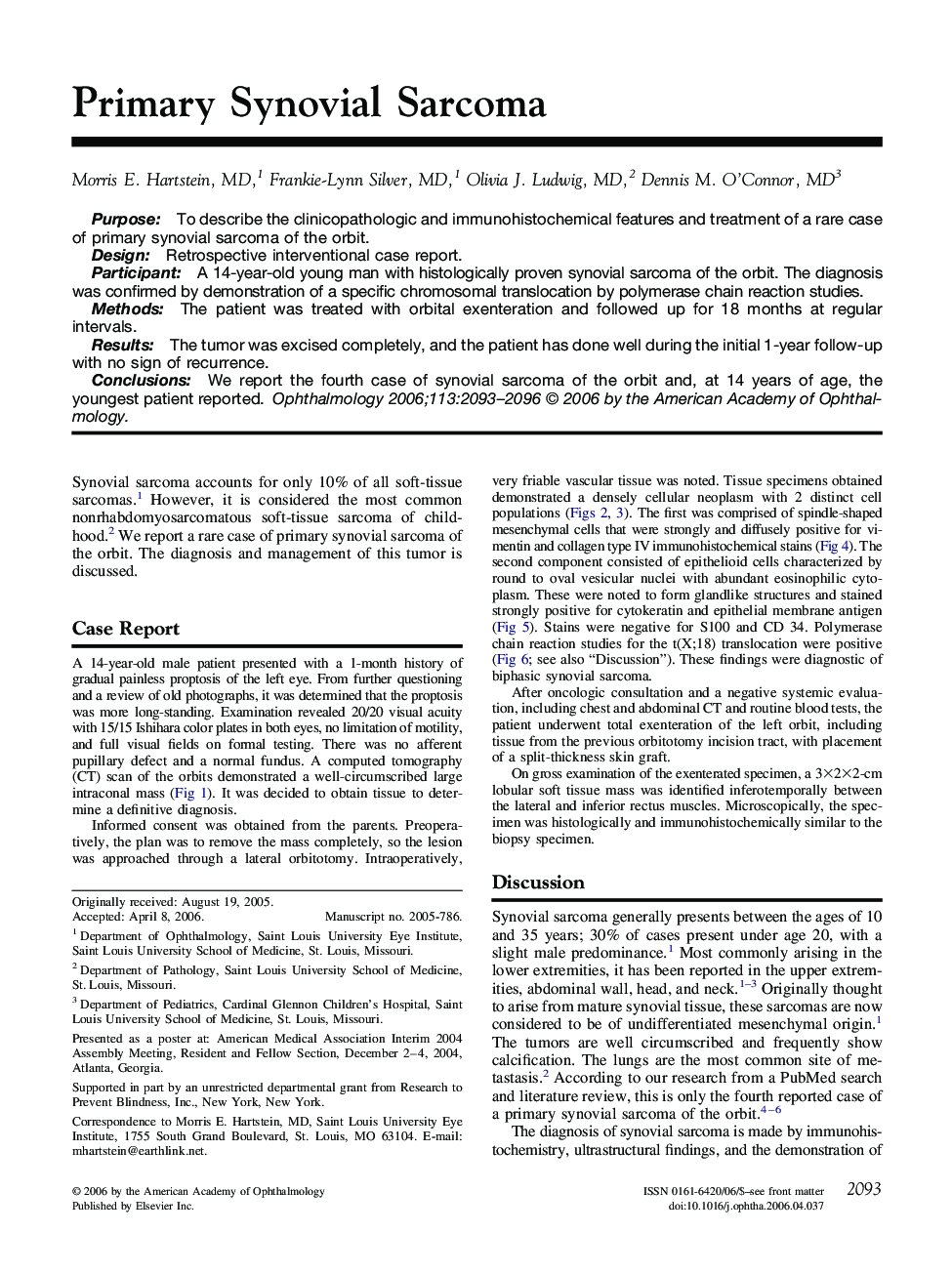 Primary Synovial Sarcoma 