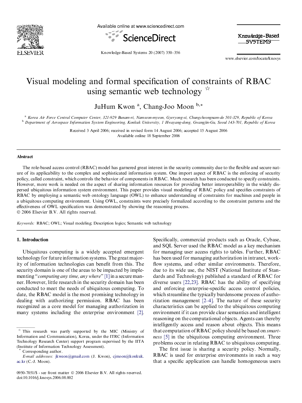 Visual modeling and formal specification of constraints of RBAC using semantic web technology 