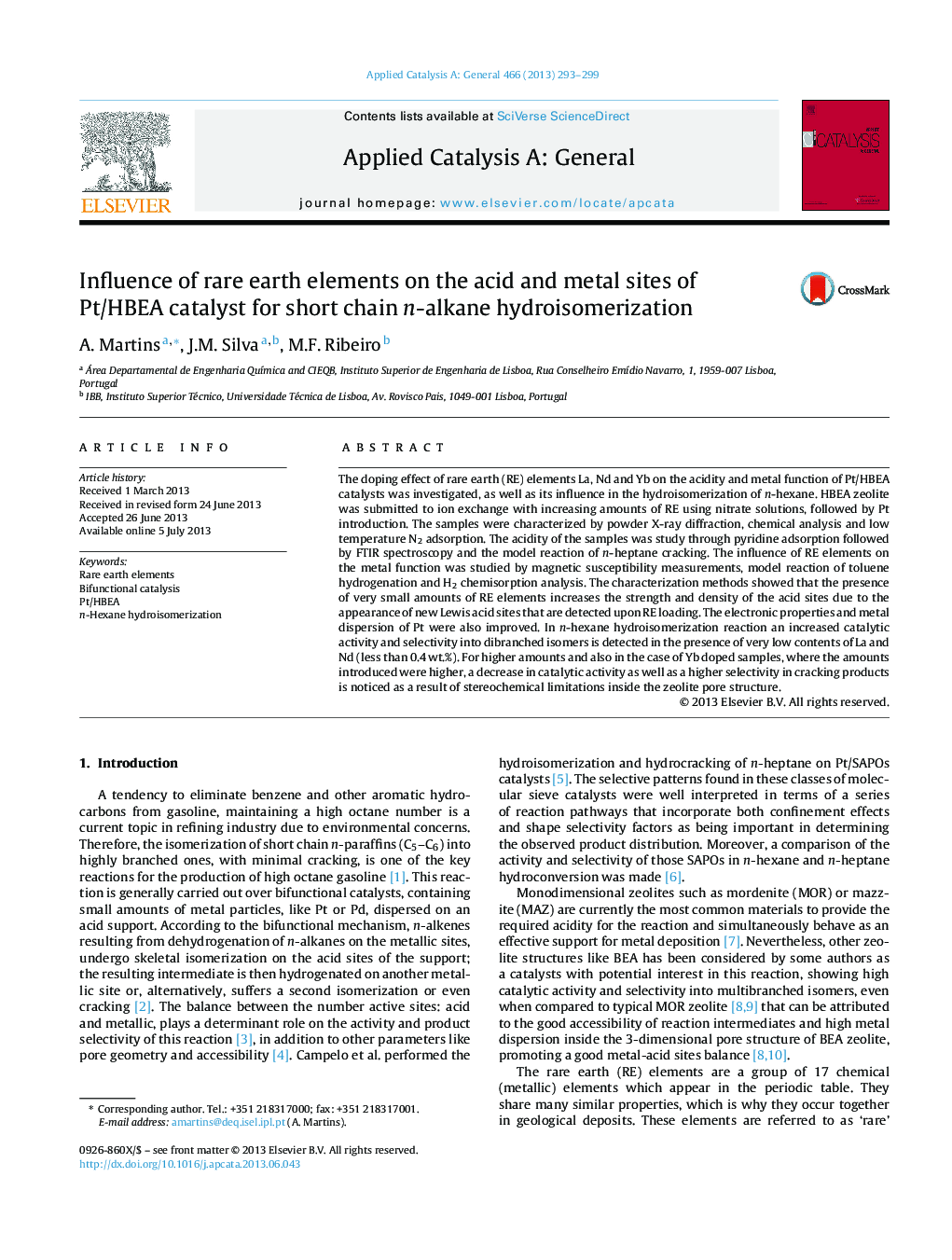 Influence of rare earth elements on the acid and metal sites of Pt/HBEA catalyst for short chain n-alkane hydroisomerization