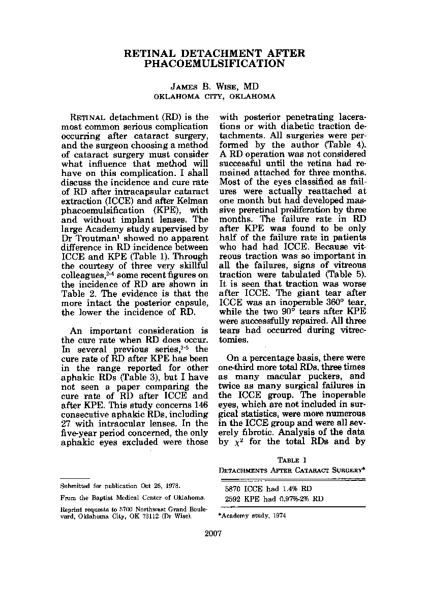عکس صفحه اول مقاله: Retinal Detachment After Phacoemulsification Retinal Detachment After Phacoemulsification