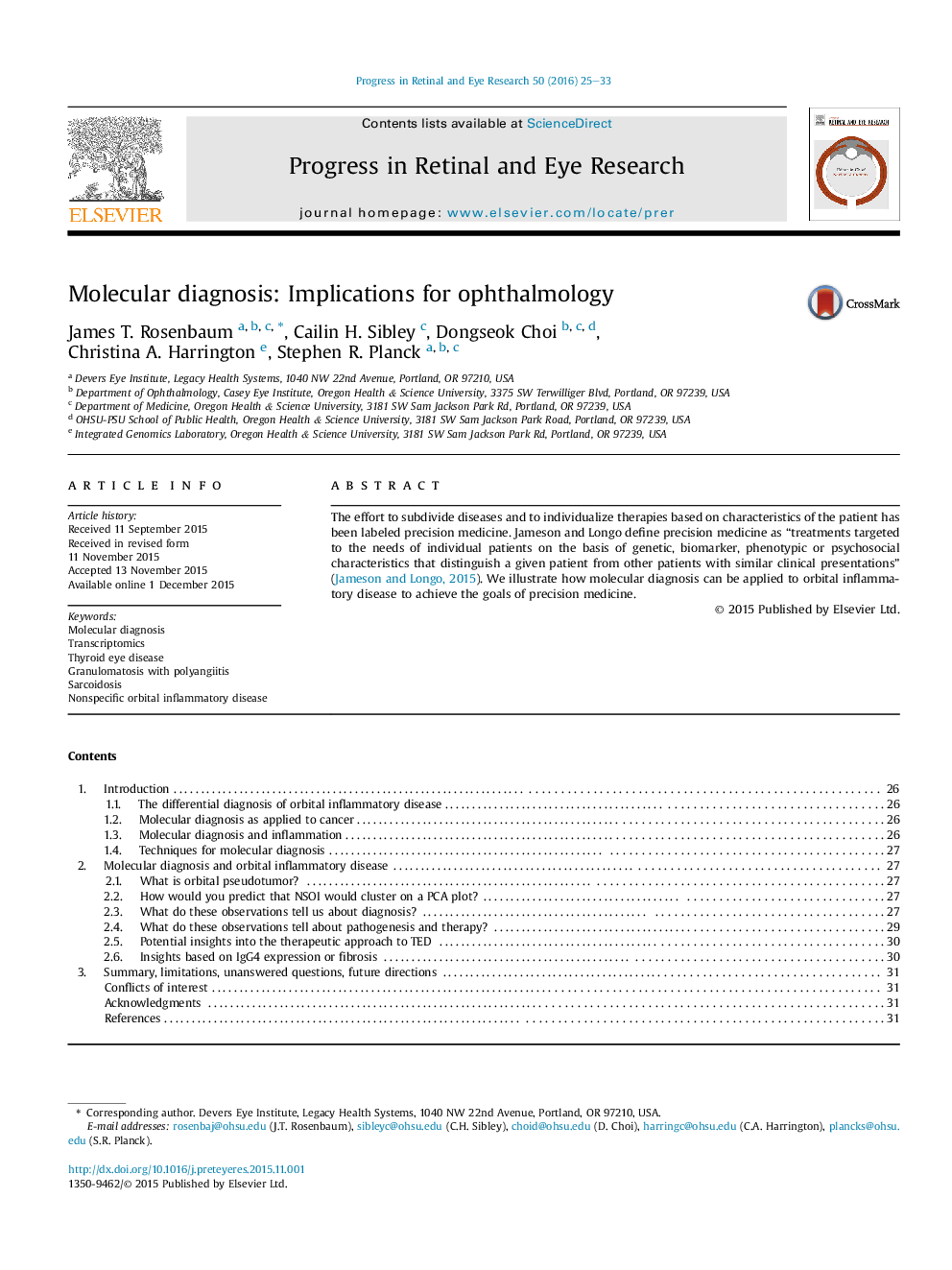 Molecular diagnosis: Implications for ophthalmology