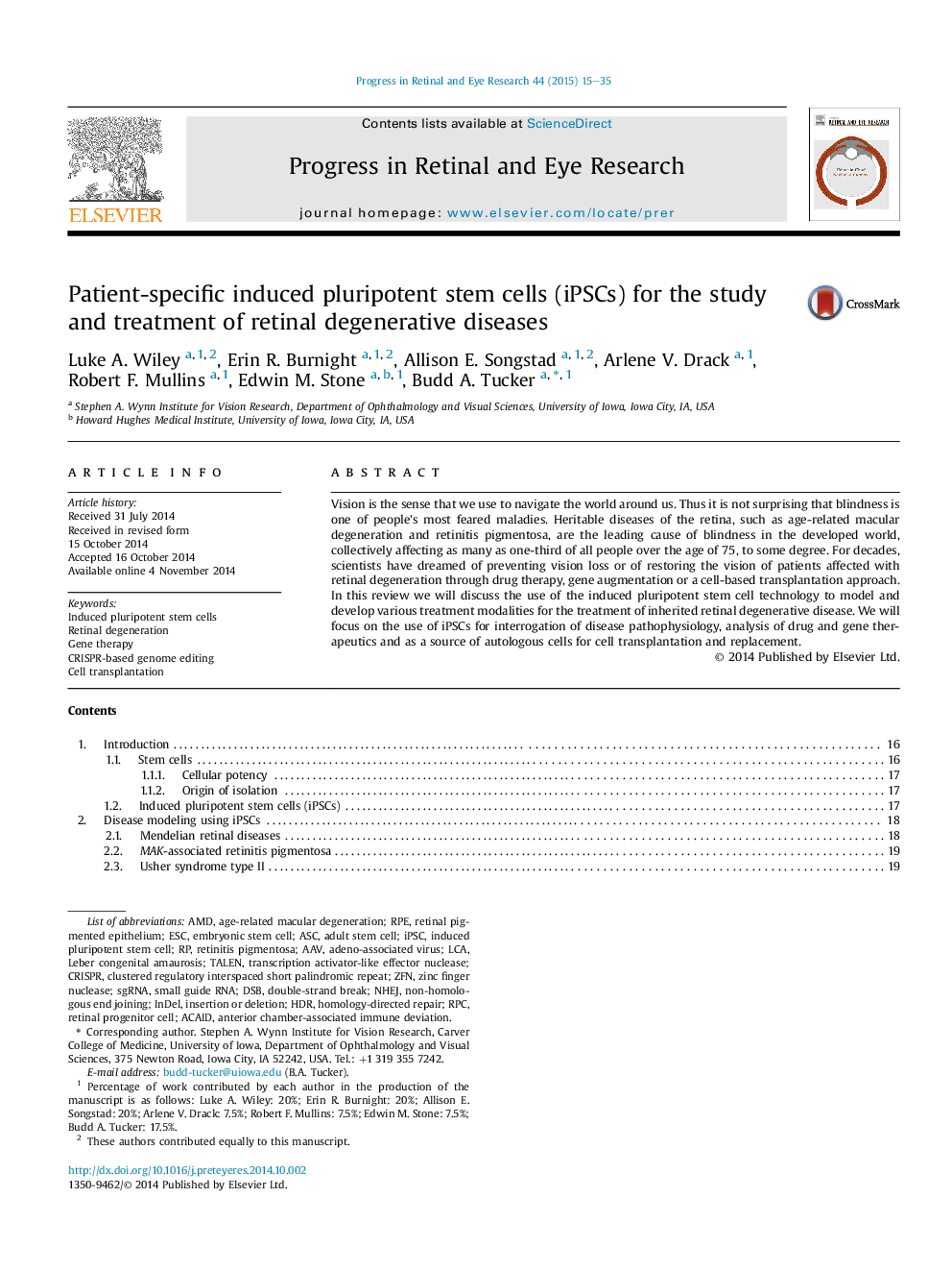 Patient-specific induced pluripotent stem cells (iPSCs) for the study and treatment of retinal degenerative diseases