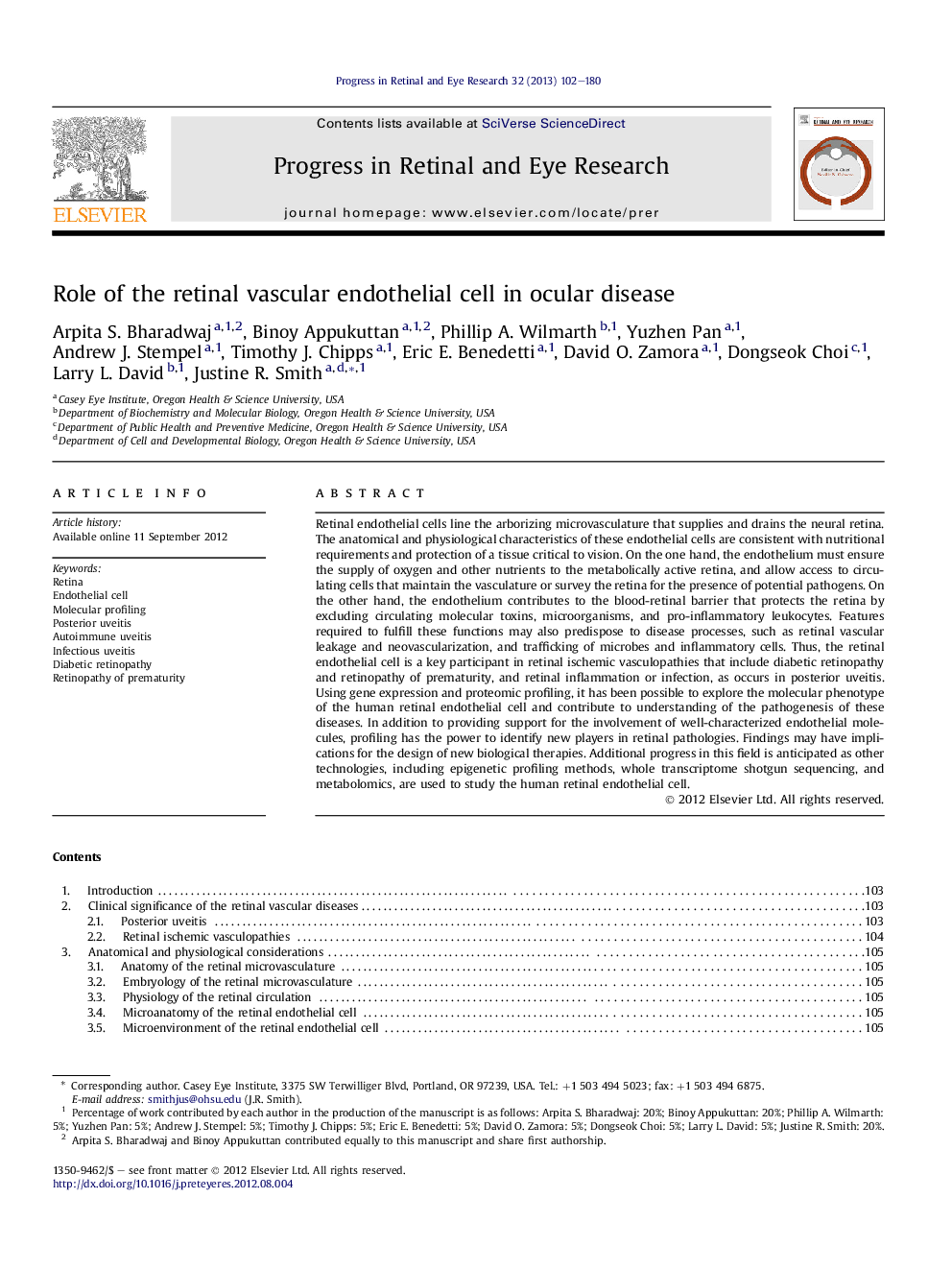 Role of the retinal vascular endothelial cell in ocular disease