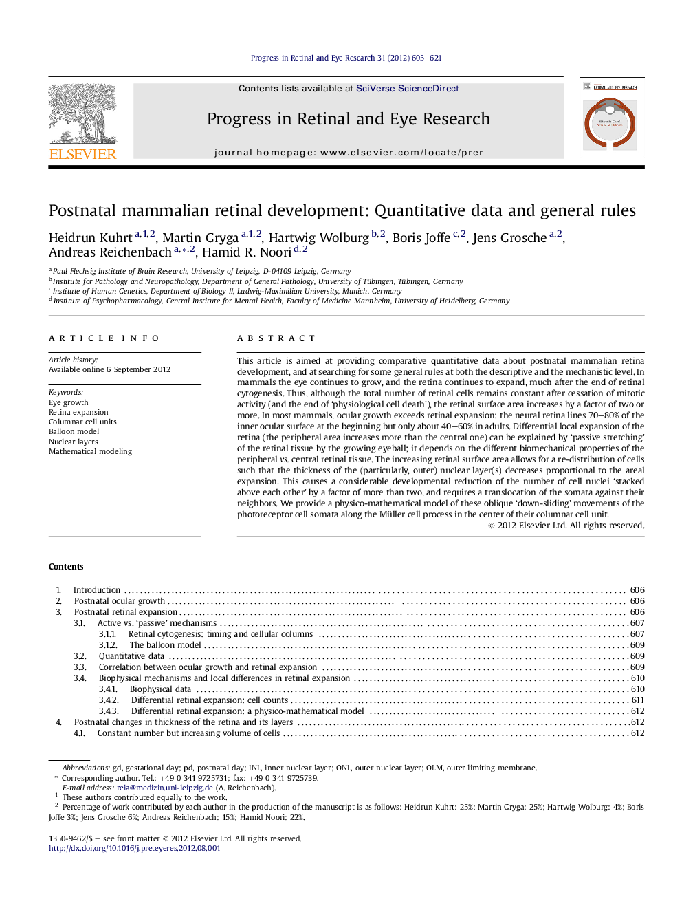 Postnatal mammalian retinal development: Quantitative data and general rules