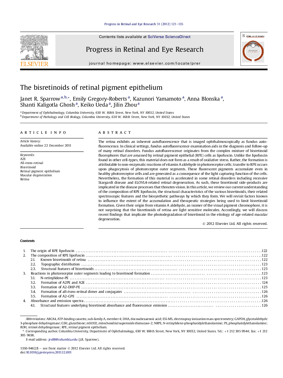 The bisretinoids of retinal pigment epithelium