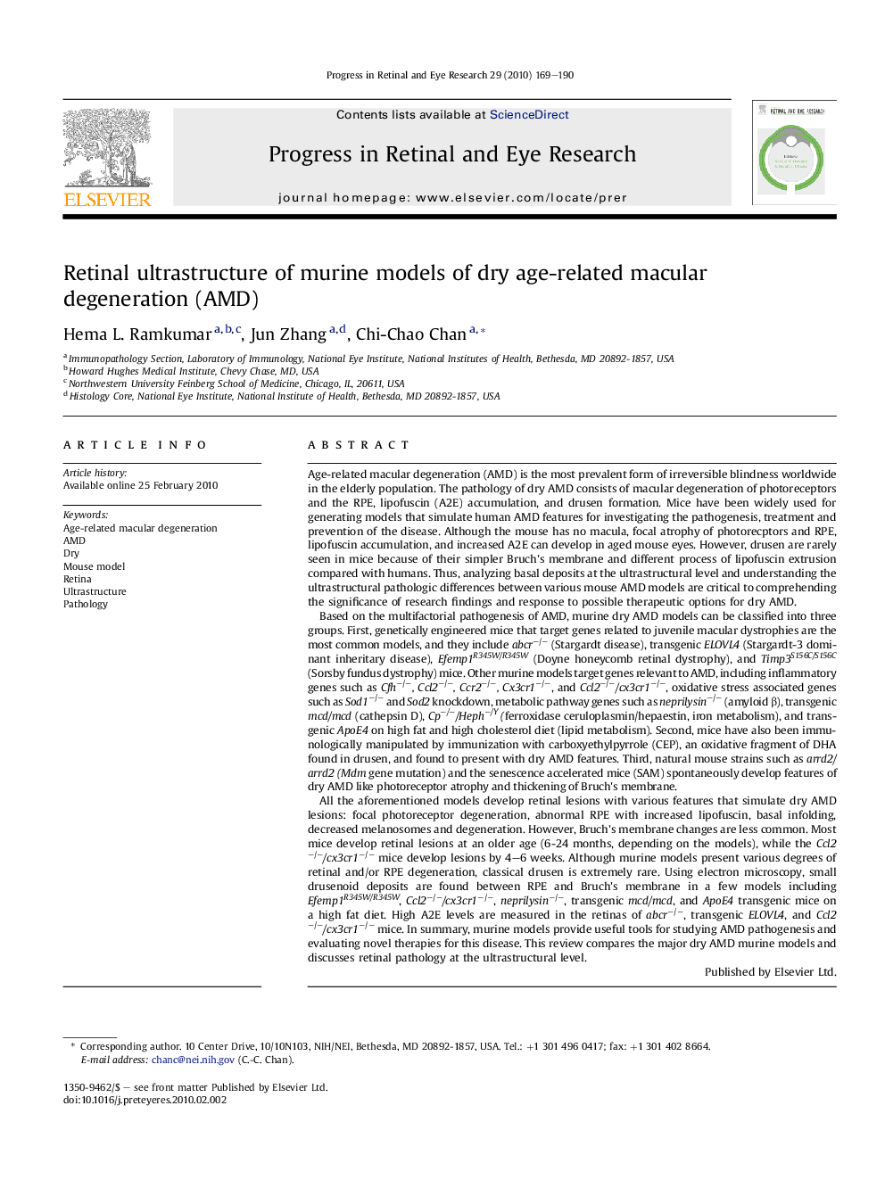 Retinal ultrastructure of murine models of dry age-related macular degeneration (AMD)