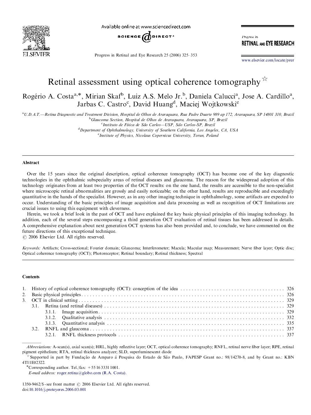 Retinal assessment using optical coherence tomography 