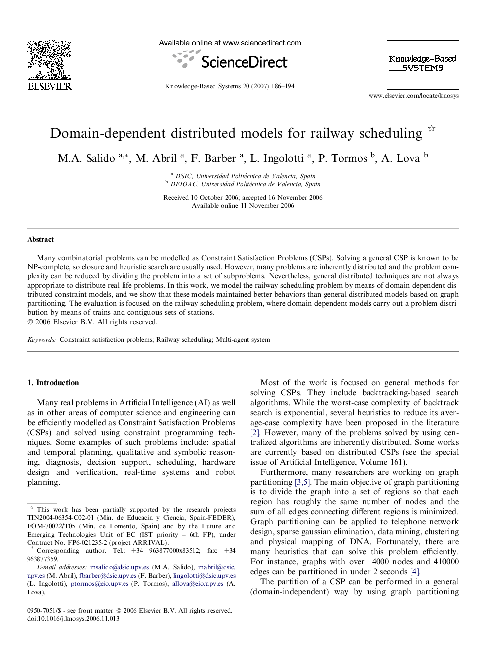 Domain-dependent distributed models for railway scheduling 