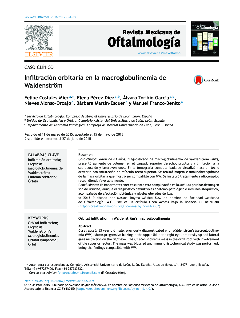 Infiltración orbitaria en la macroglobulinemia de Waldenström