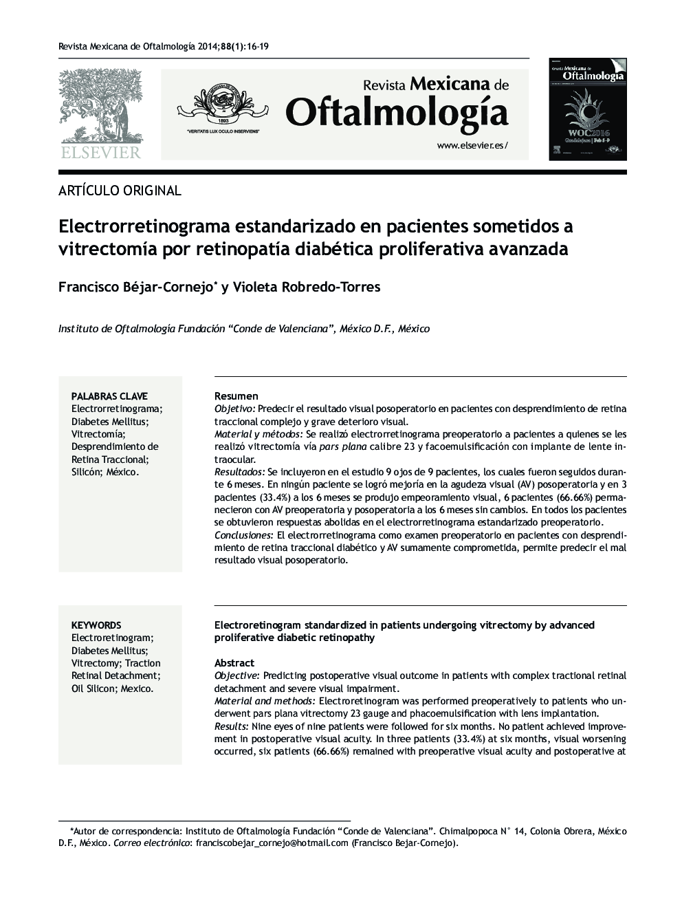 Electrorretinograma estandarizado en pacientes sometidos a vitrectomía por retinopatía diabética proliferativa avanzada