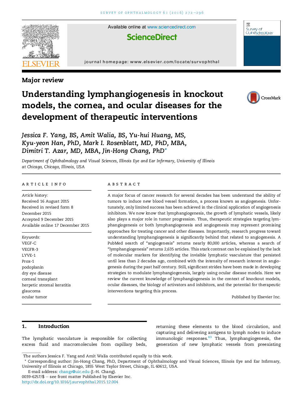 Understanding lymphangiogenesis in knockout models, the cornea, and ocular diseases for the development of therapeutic interventions 