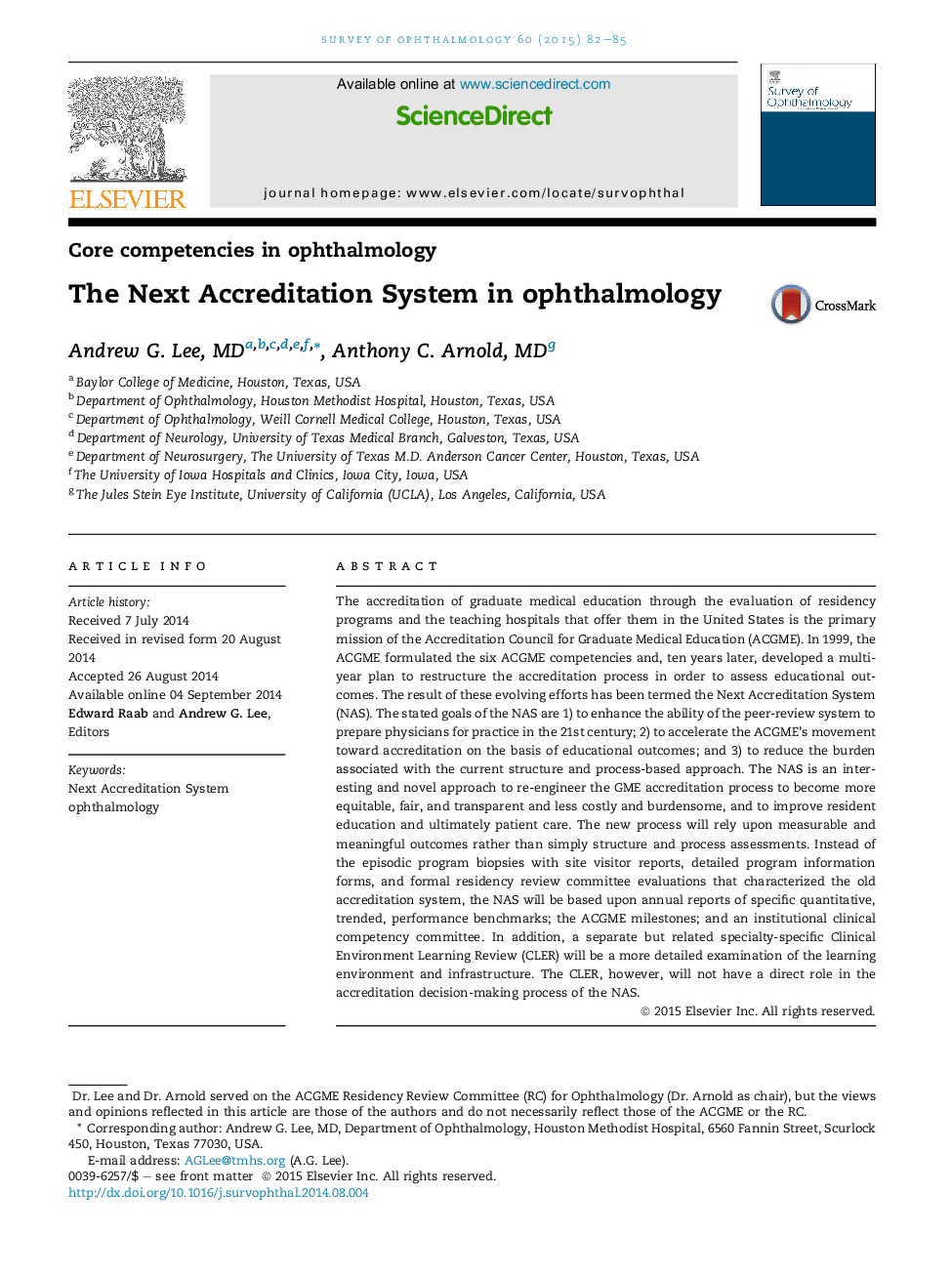 The Next Accreditation System in ophthalmology 