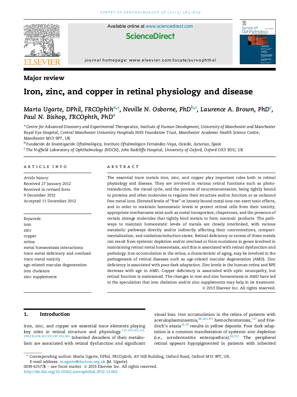 Iron, zinc, and copper in retinal physiology and disease