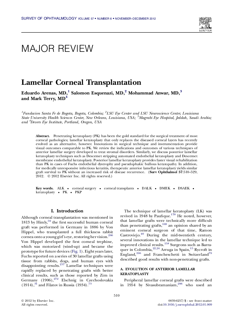 Lamellar Corneal Transplantation