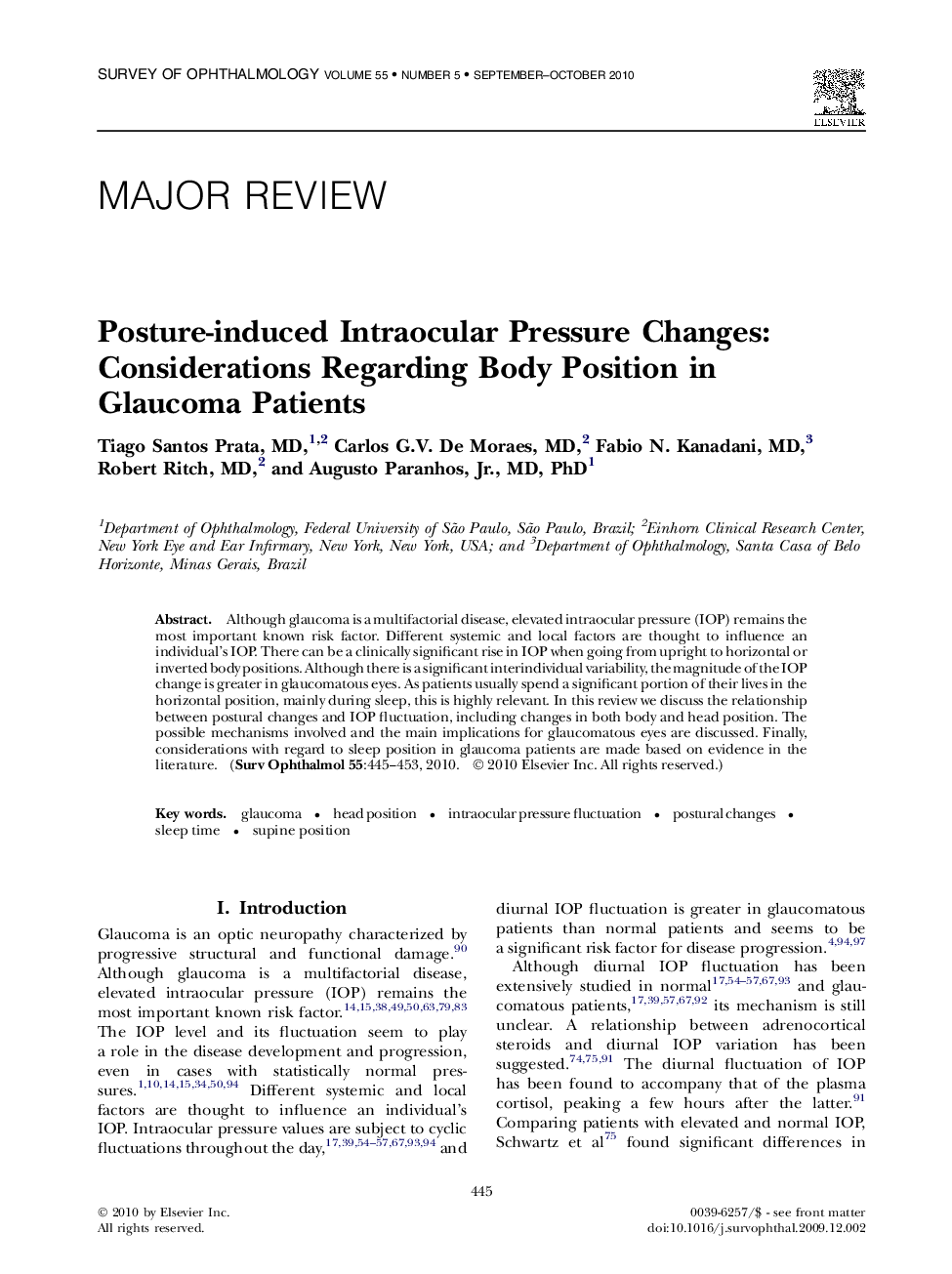 Posture-induced Intraocular Pressure Changes: Considerations Regarding Body Position in Glaucoma Patients 