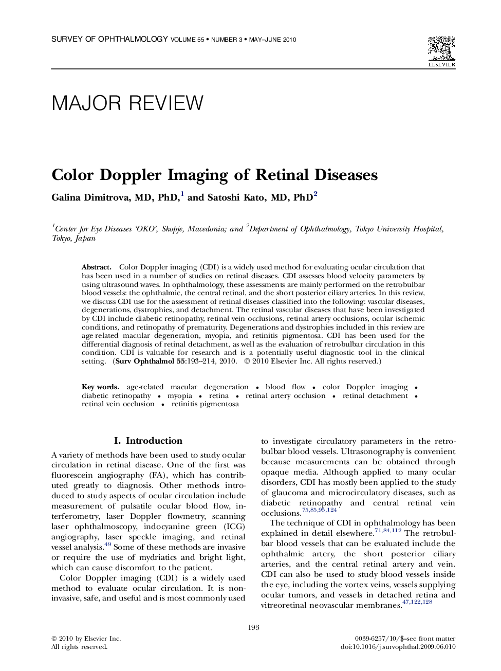 Color Doppler Imaging of Retinal Diseases 