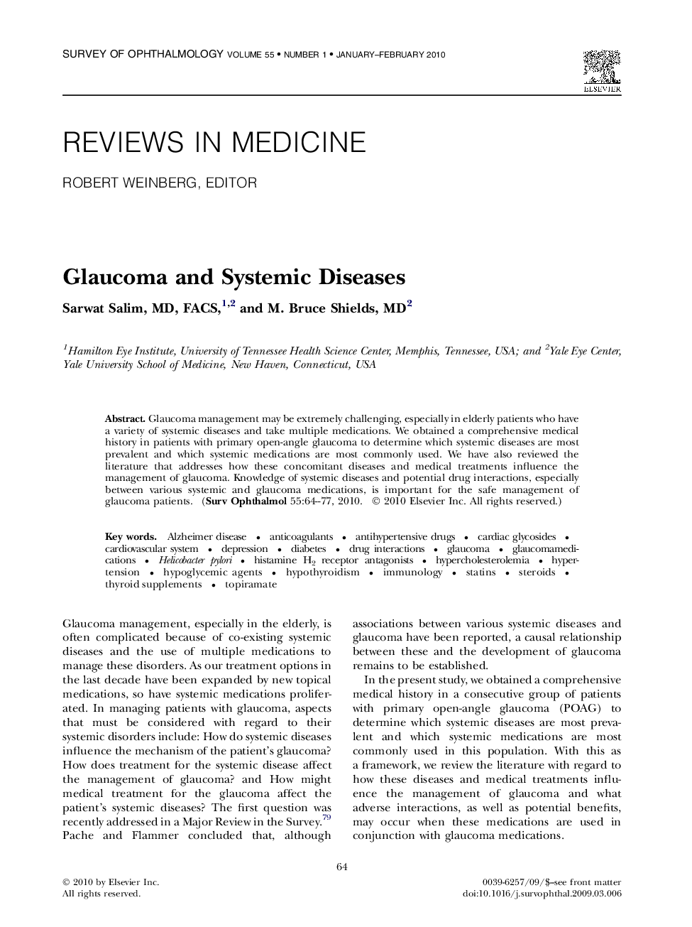 Glaucoma and Systemic Diseases 