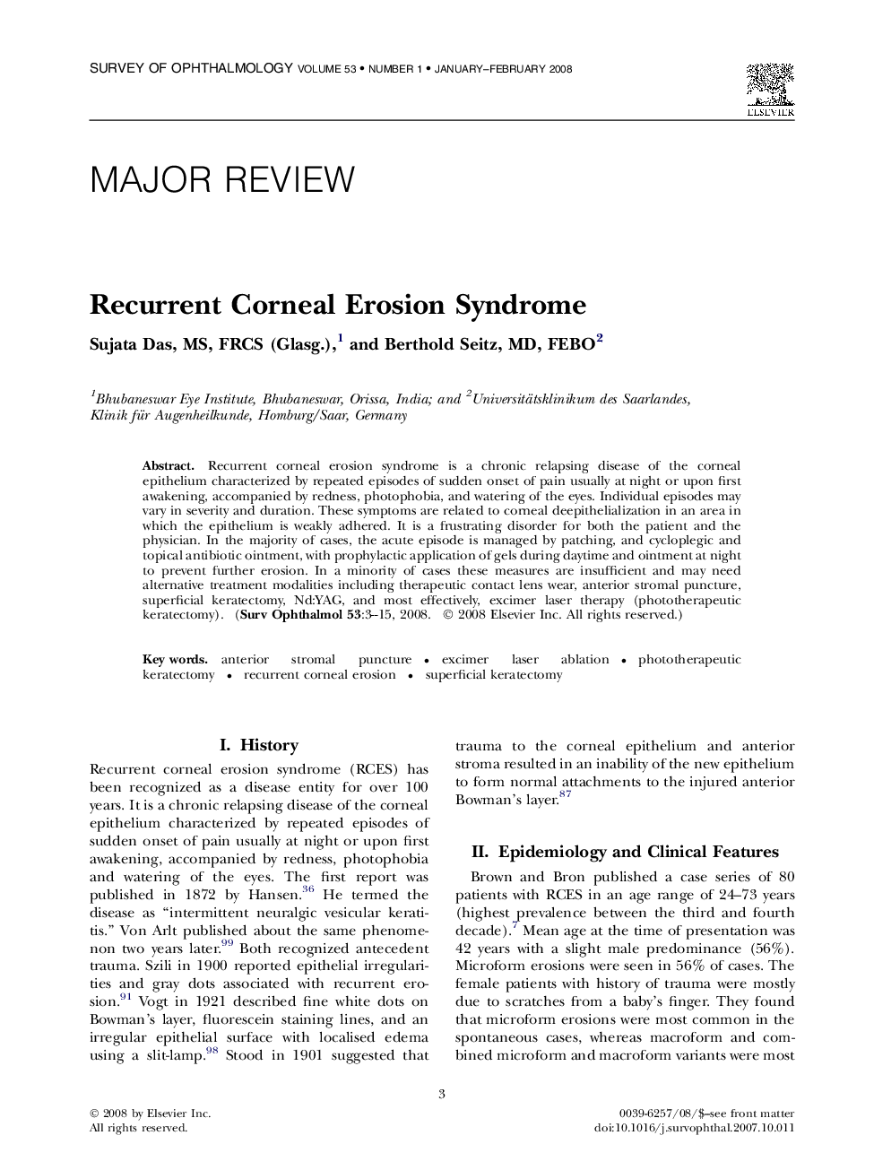 Recurrent Corneal Erosion Syndrome 