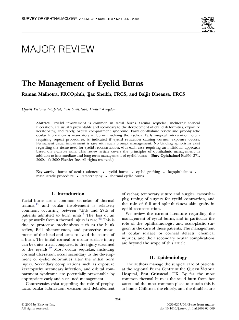 The Management of Eyelid Burns 