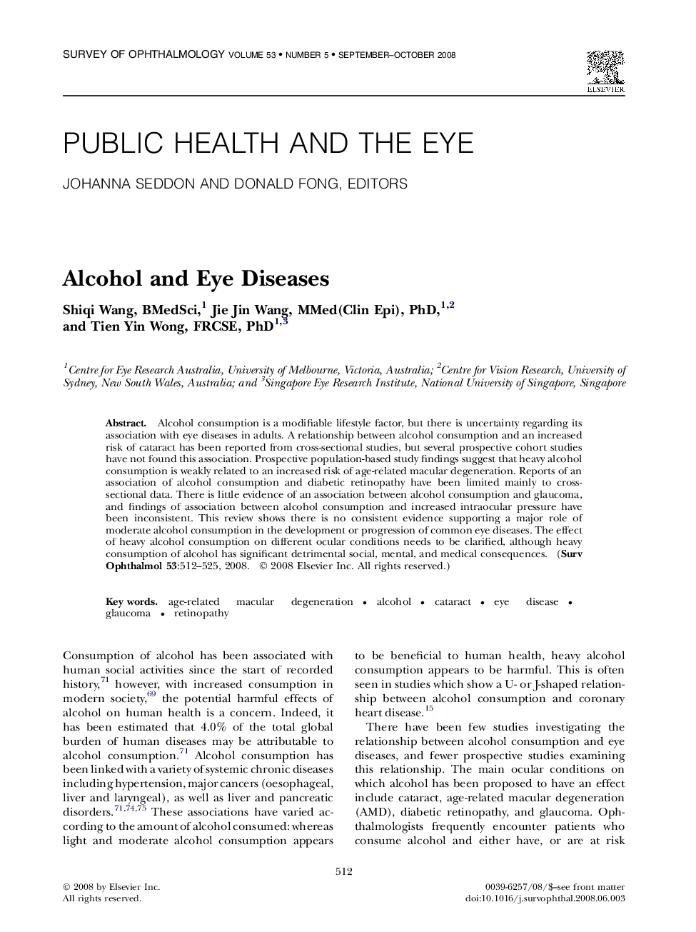 Alcohol and Eye Diseases 