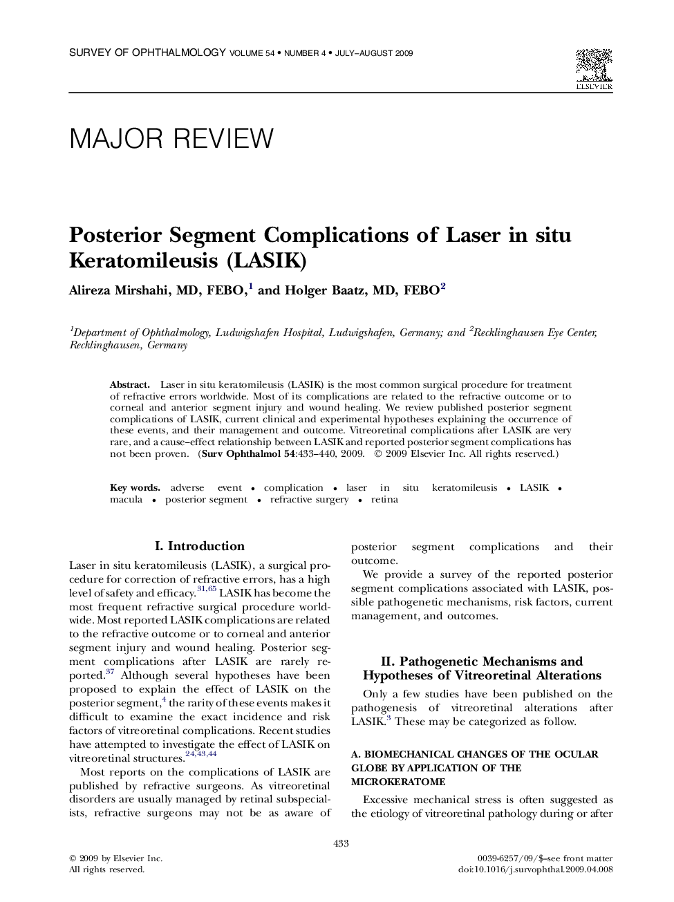 Posterior Segment Complications of Laser in situ Keratomileusis (LASIK) 