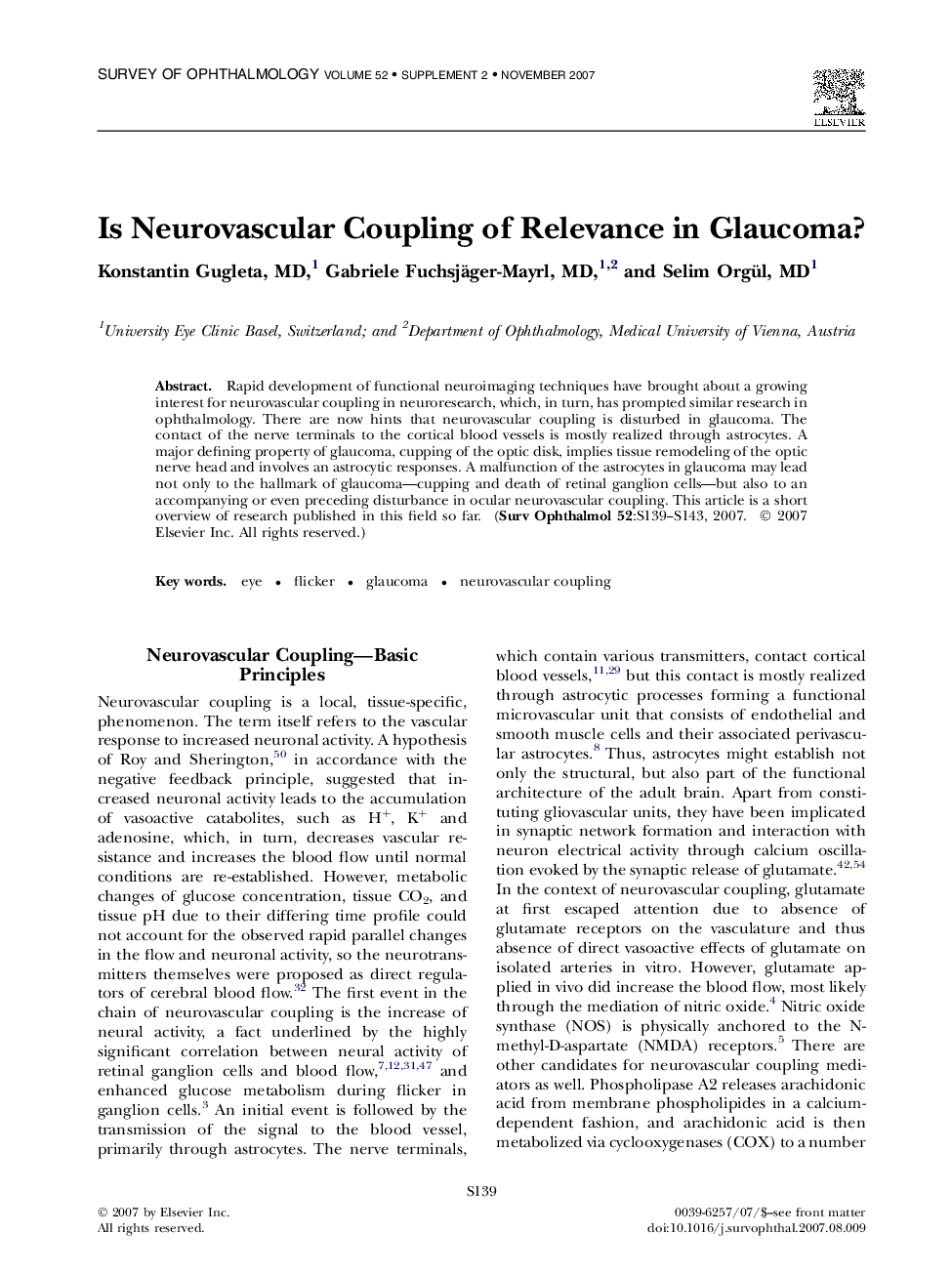 Is Neurovascular Coupling of Relevance in Glaucoma? 