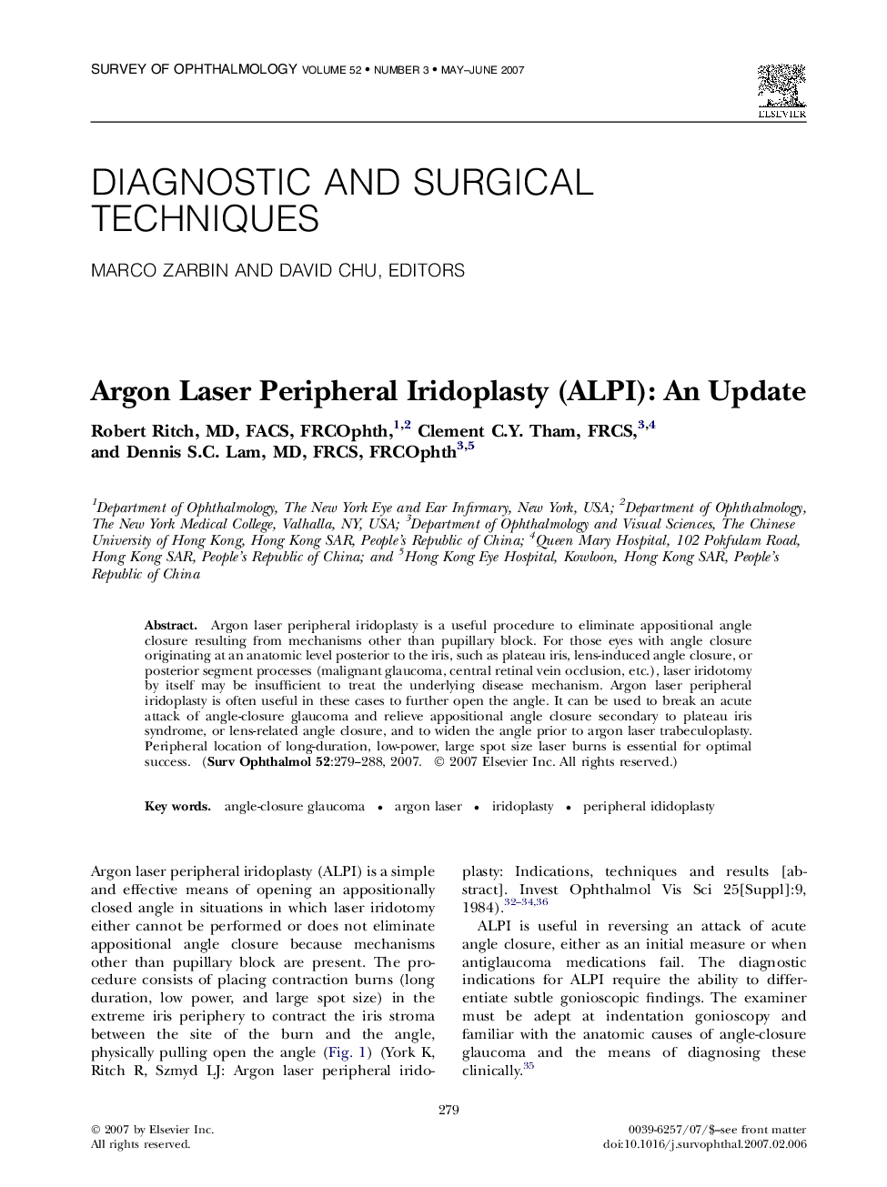 Argon Laser Peripheral Iridoplasty (ALPI): An Update 