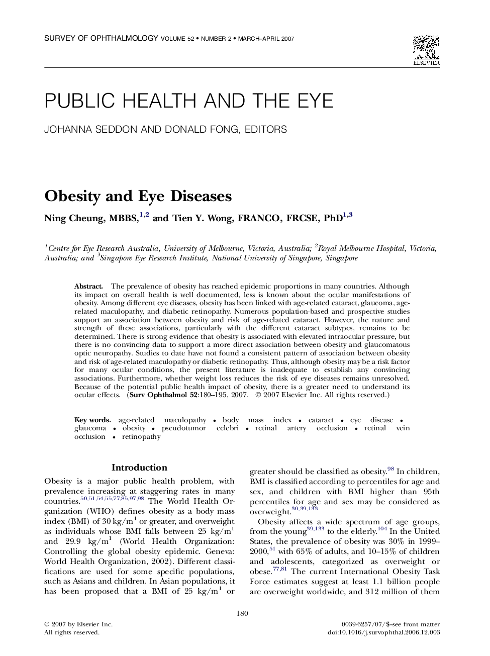 Obesity and Eye Diseases 