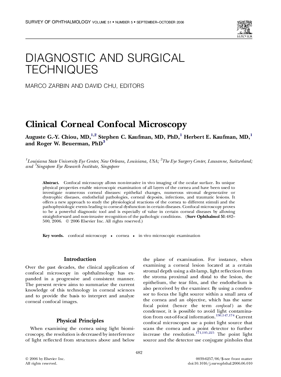 Clinical Corneal Confocal Microscopy 