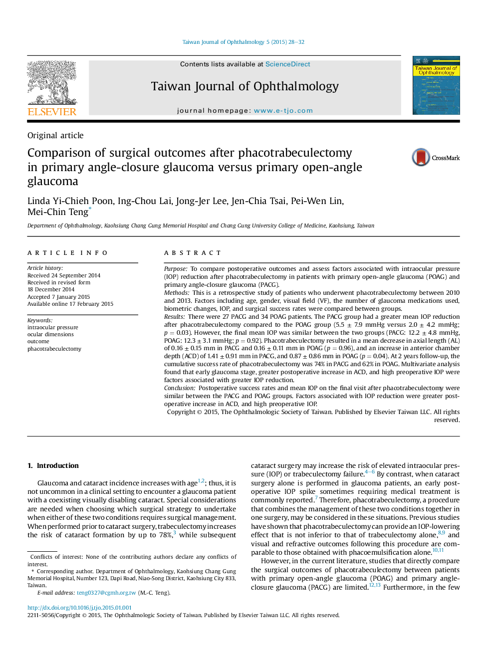 Comparison of surgical outcomes after phacotrabeculectomy in primary angle-closure glaucoma versus primary open-angle glaucoma 