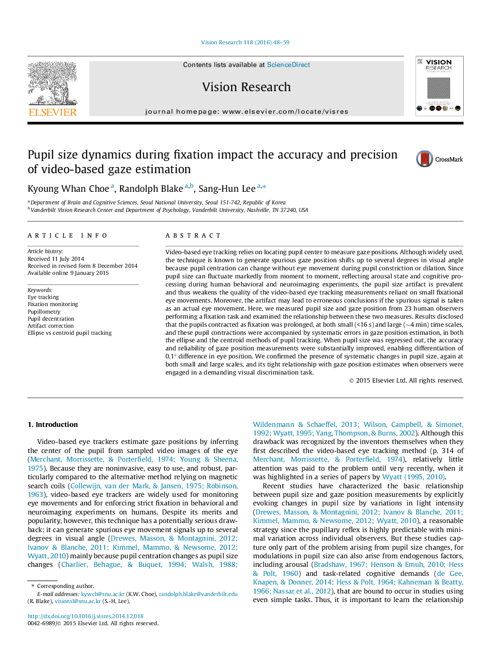 Pupil size dynamics during fixation impact the accuracy and precision of video-based gaze estimation