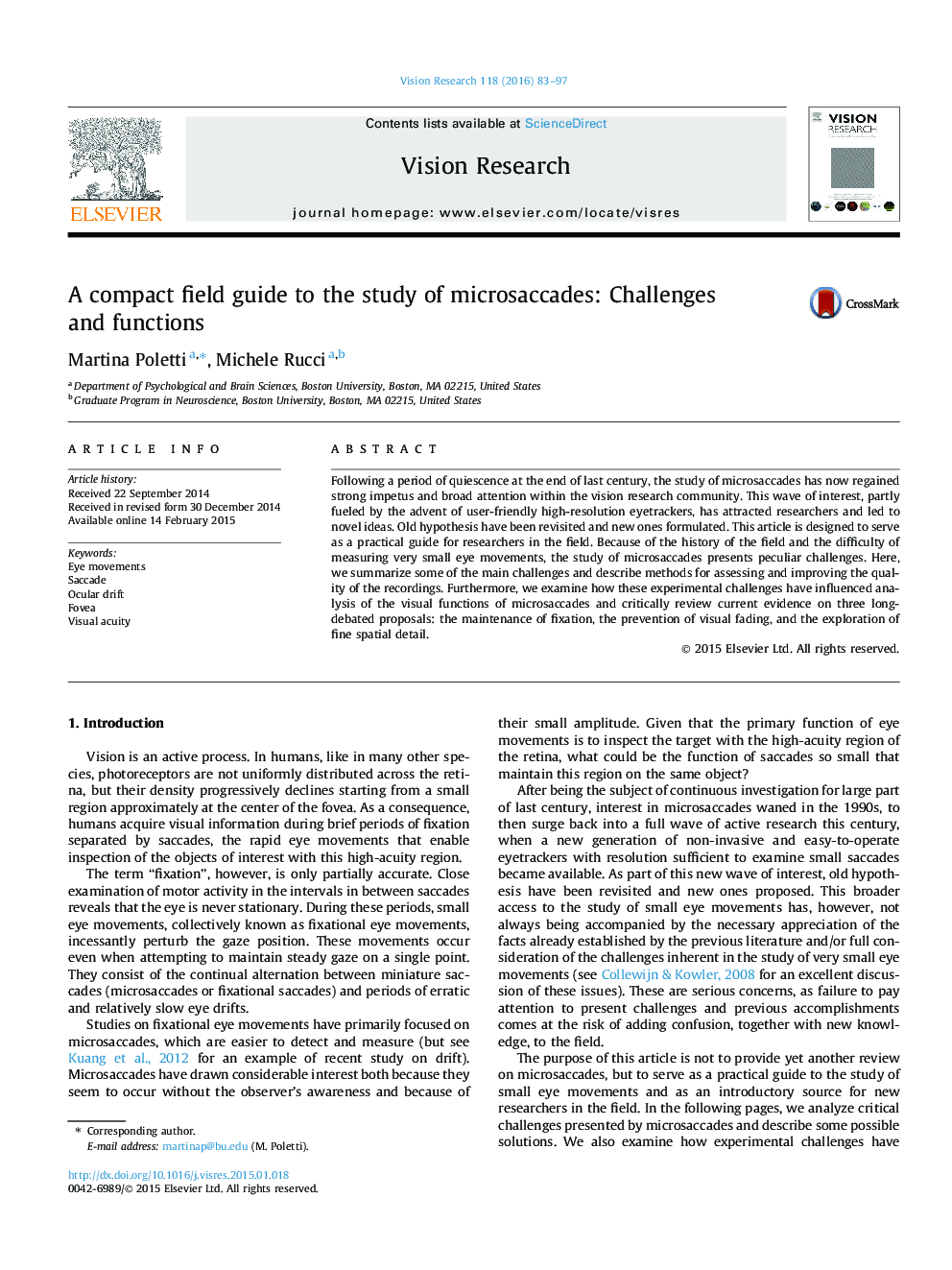 A compact field guide to the study of microsaccades: Challenges and functions