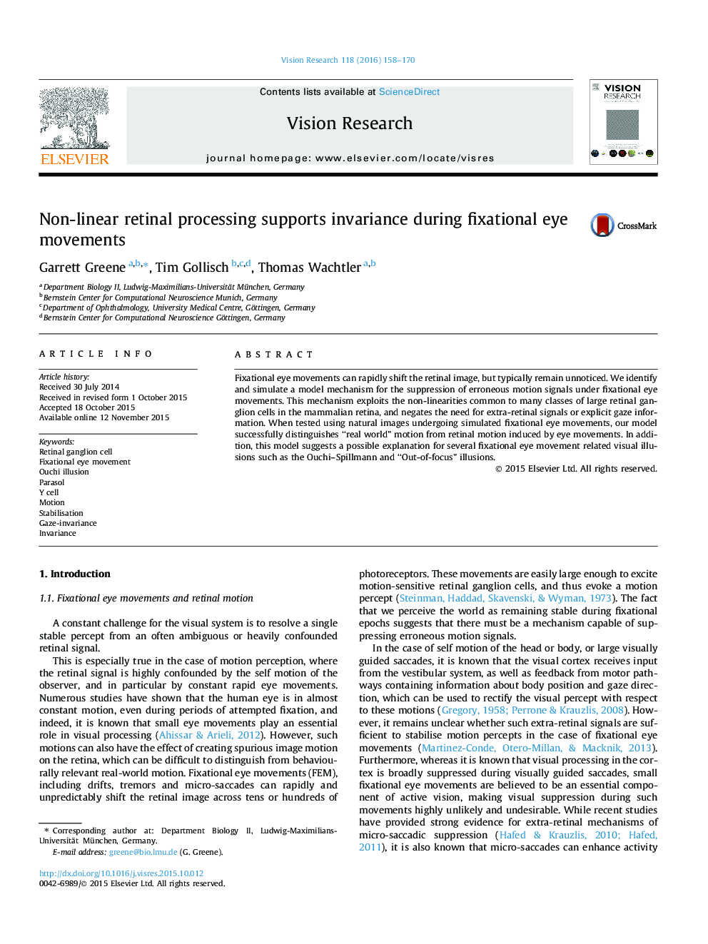 Non-linear retinal processing supports invariance during fixational eye movements