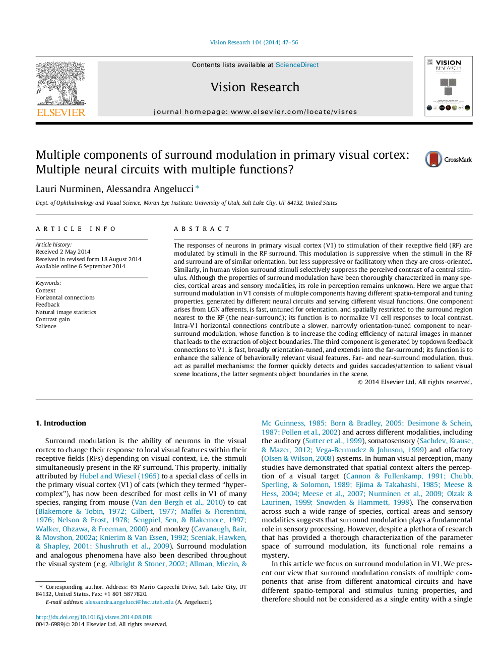 Multiple components of surround modulation in primary visual cortex: Multiple neural circuits with multiple functions?