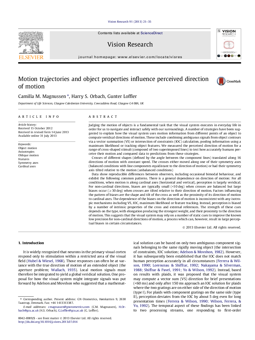 Motion trajectories and object properties influence perceived direction of motion