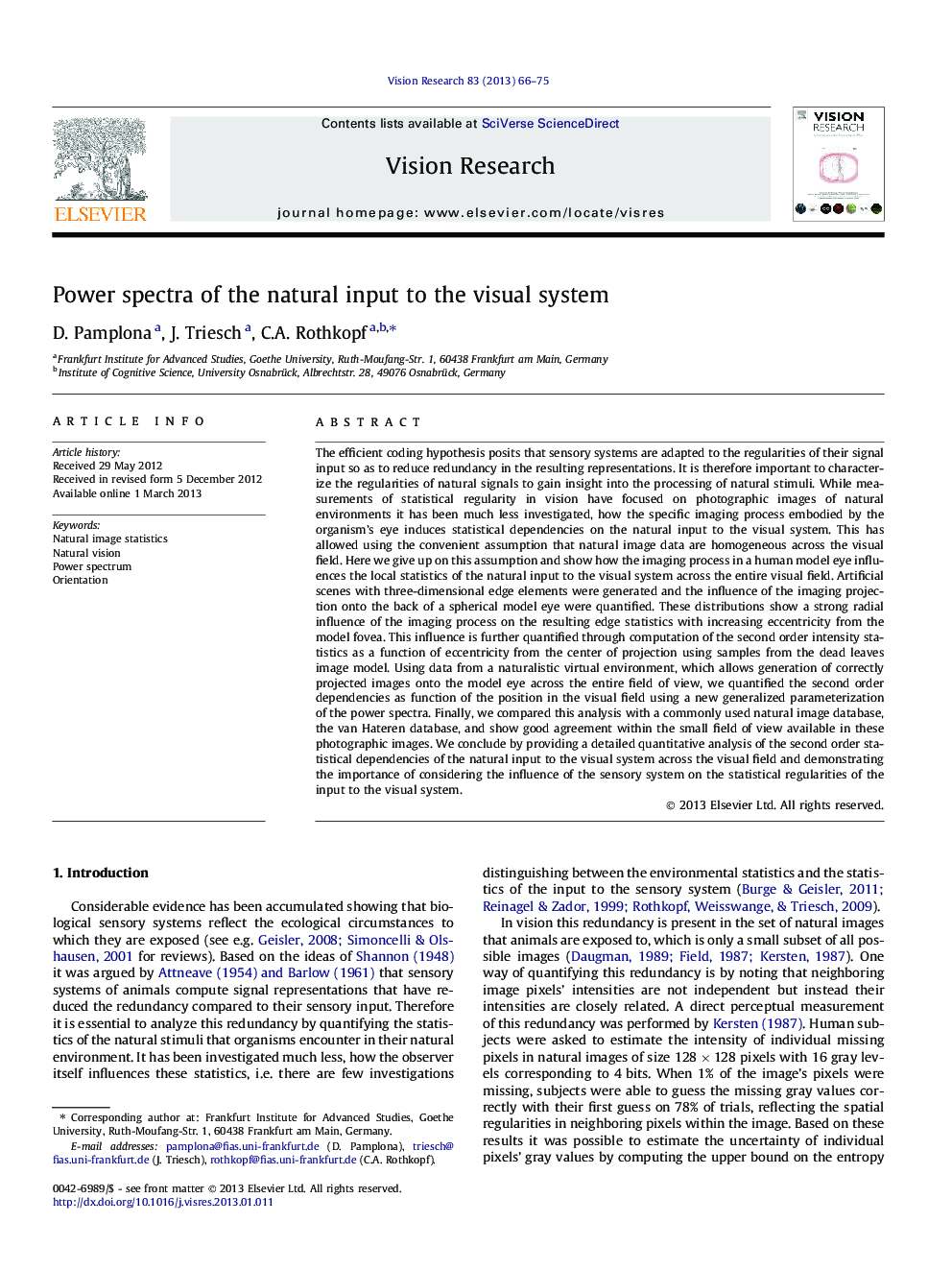 Power spectra of the natural input to the visual system