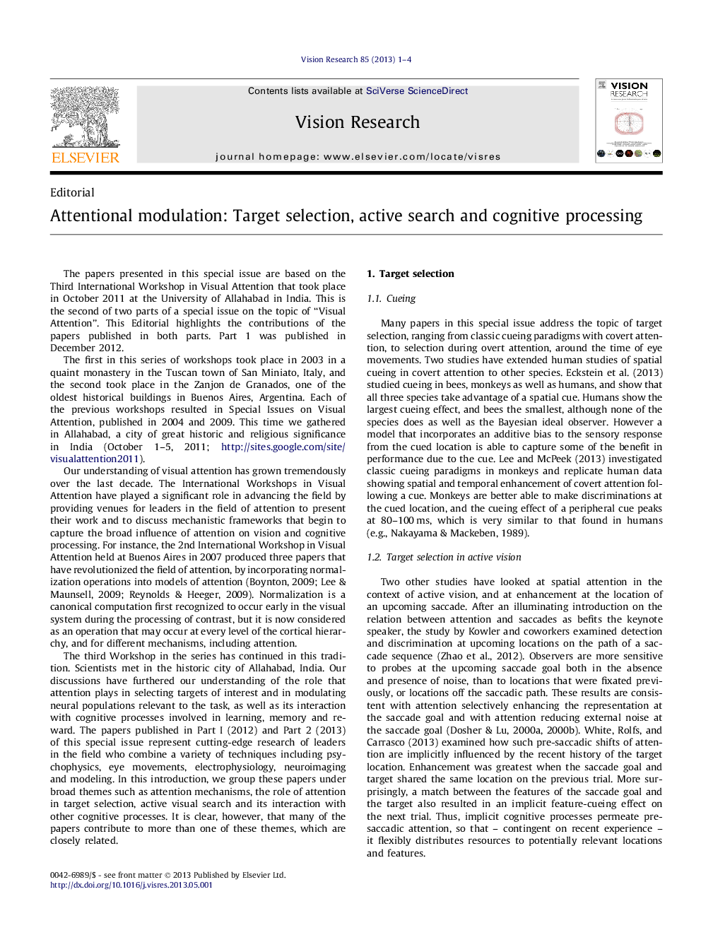 Attentional modulation: Target selection, active search and cognitive processing