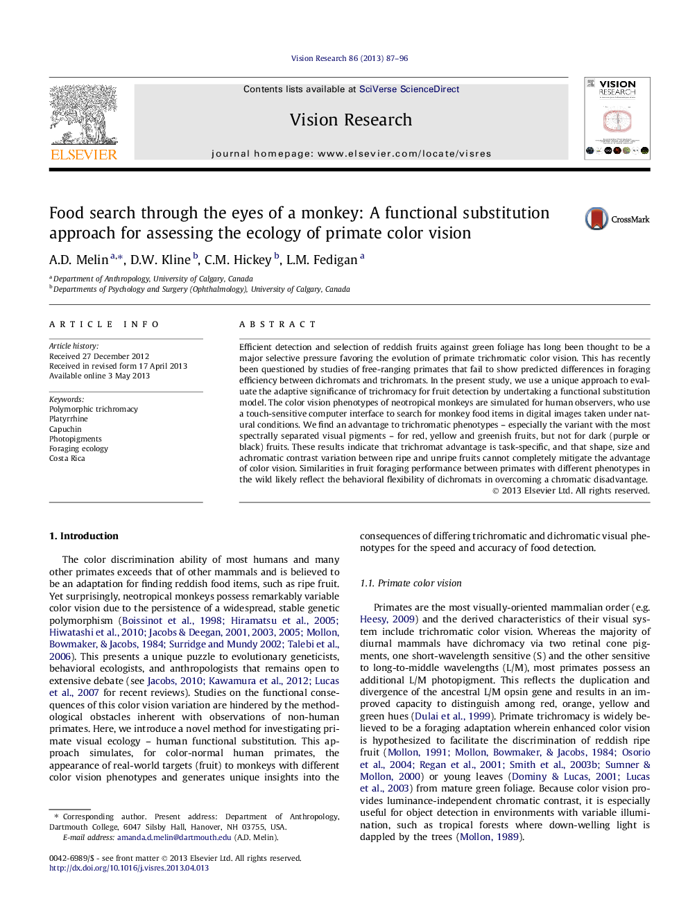 Food search through the eyes of a monkey: A functional substitution approach for assessing the ecology of primate color vision