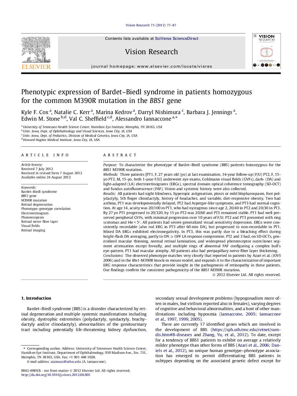 Phenotypic expression of Bardet–Biedl syndrome in patients homozygous for the common M390R mutation in the BBS1 gene